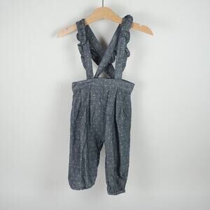 Tucker + Tate Polka Dot Chambray‎ Suspender Overalls Gray Blue, Size 12 months
